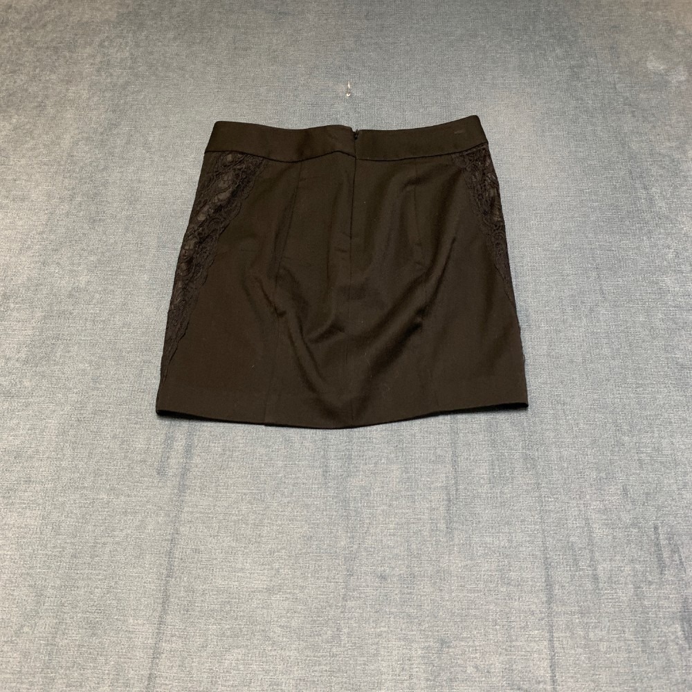 Express Mini Skirt Womens 0 Black Lace Details Back Zip Dark Wash Streetwear